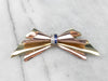 Sapphire Diamond Two Tone Gold Bow Brooch