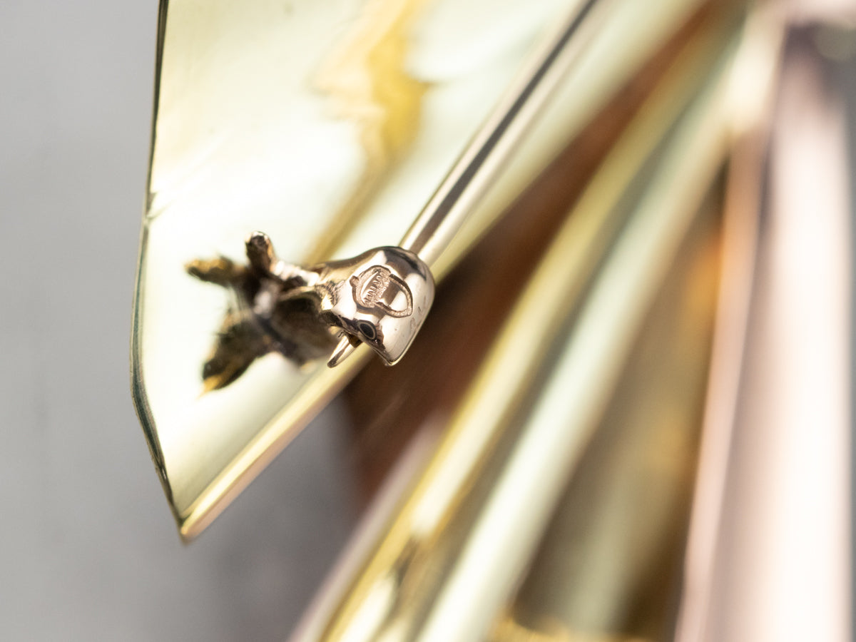Sapphire Diamond Two Tone Gold Bow Brooch