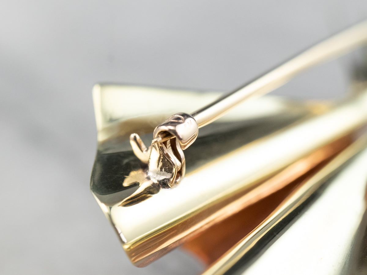 Sapphire Diamond Two Tone Gold Bow Brooch