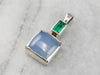 Blue Chalcedony Emerald Sterling Silver Pendant