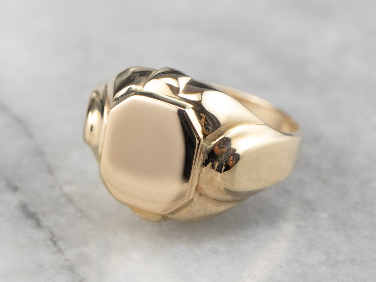 10K Gold Domed Signet Ring