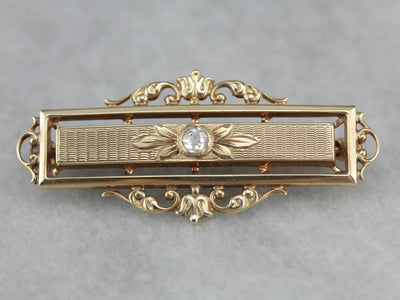 Victorian Old Mine Cut Diamond Gold Bar Pin