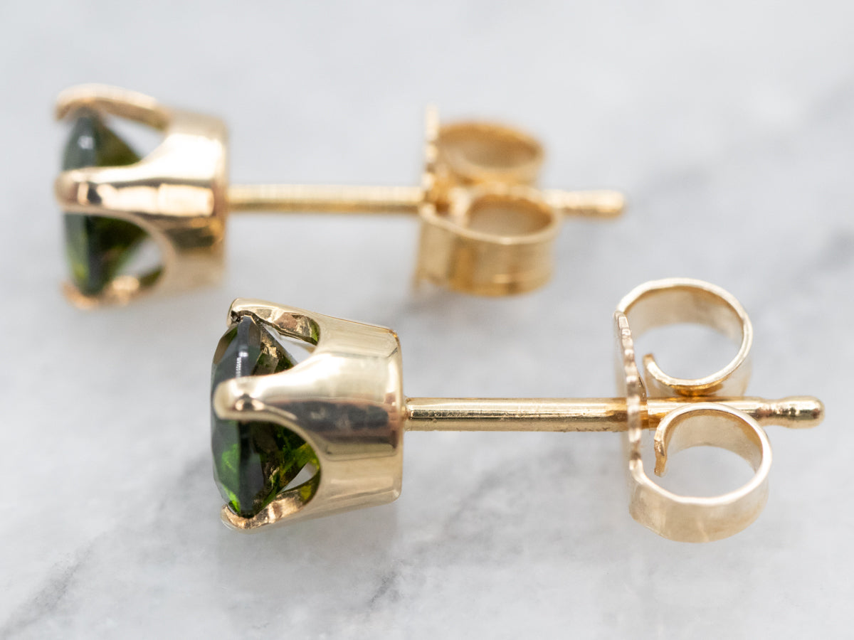 Brilliant Green Garnet Stud Earrings