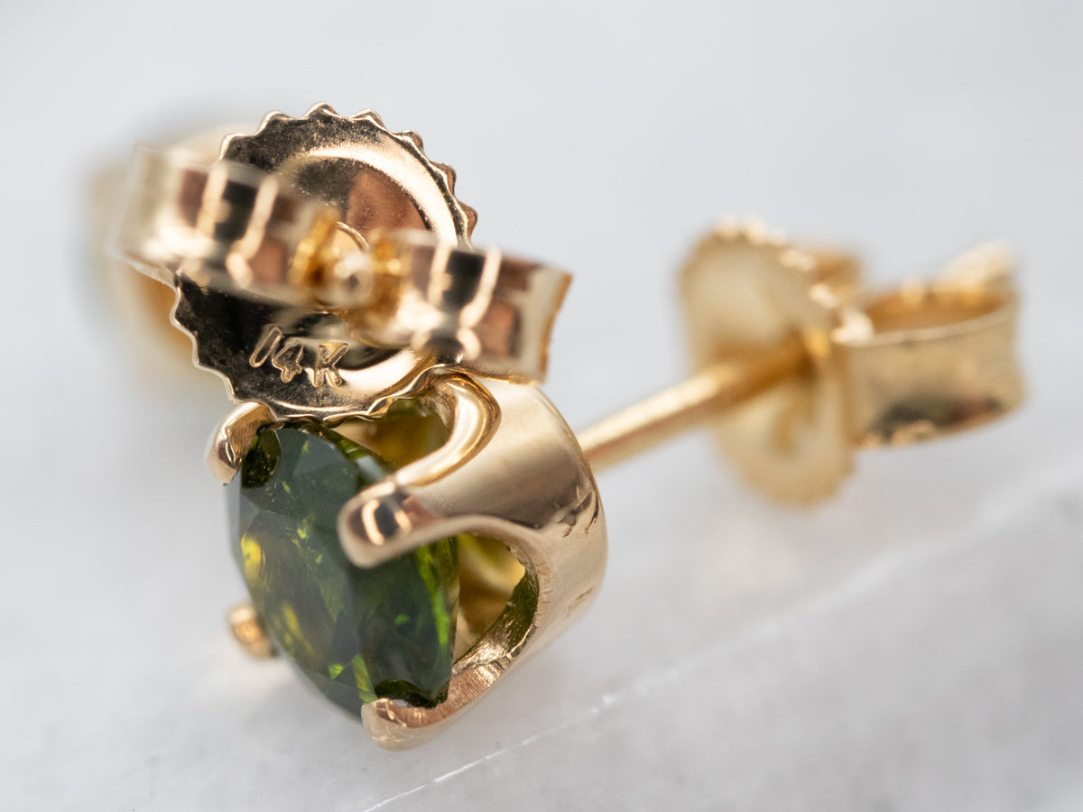 Brilliant Green Garnet Stud Earrings