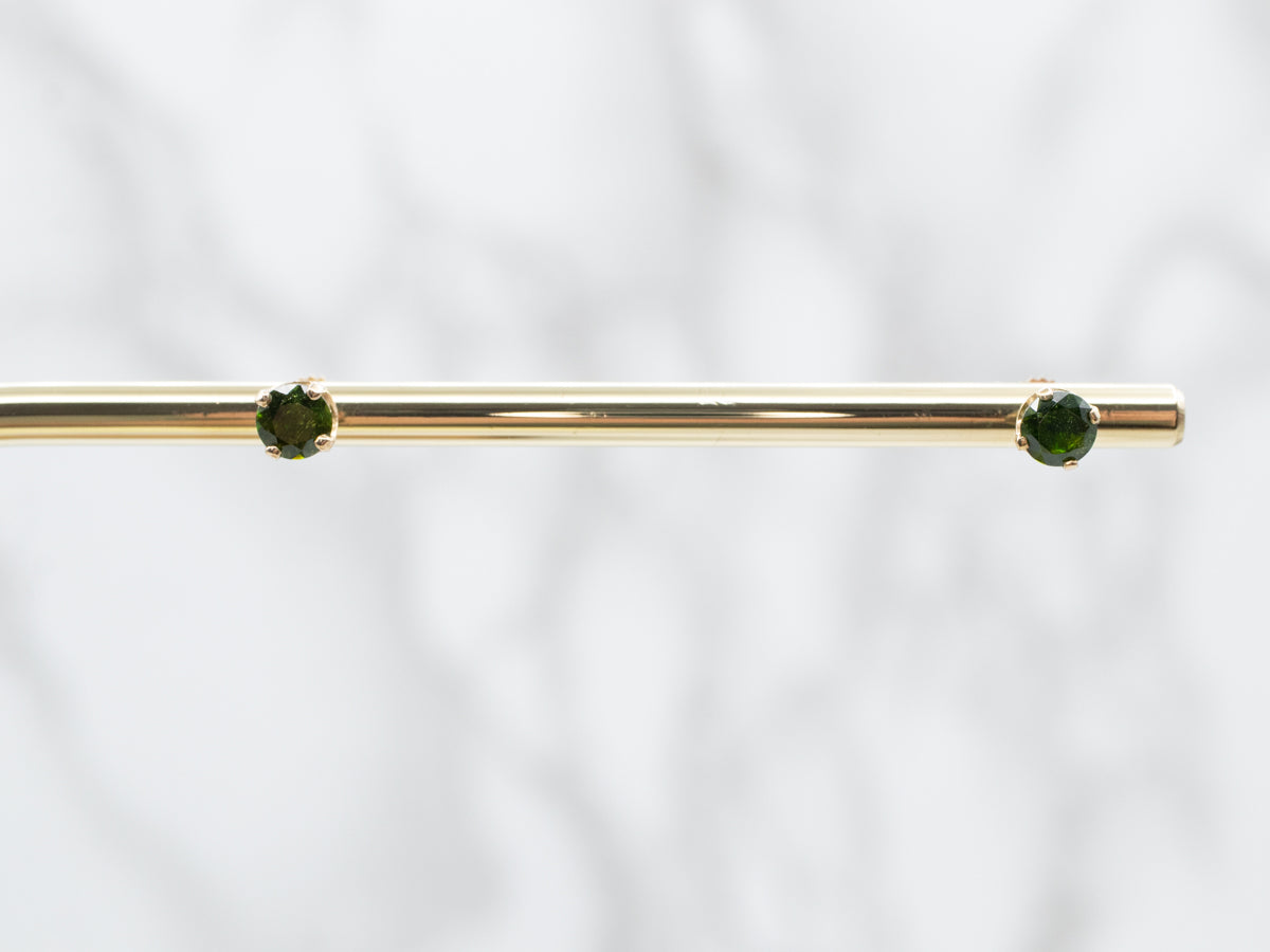 Brilliant Green Garnet Stud Earrings