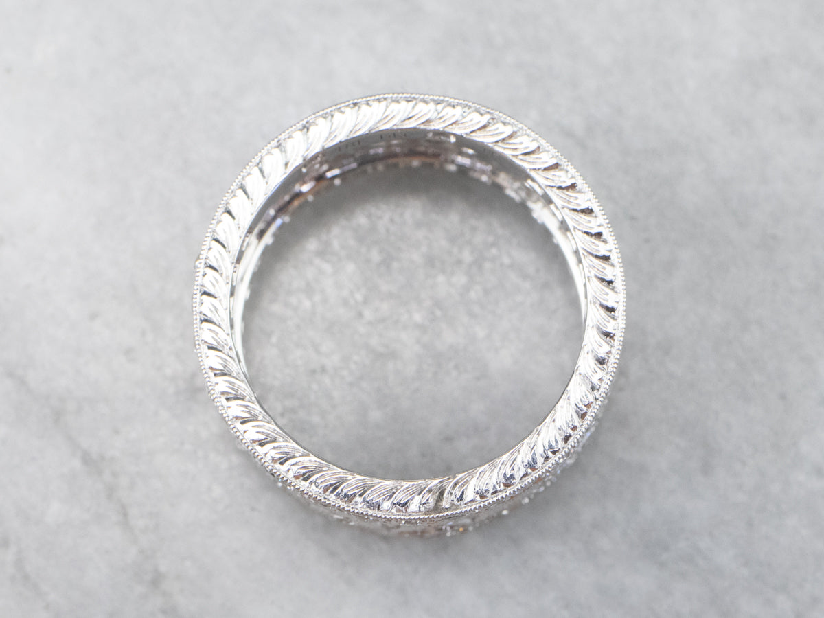 Wide Diamond Filigree Eternity Band