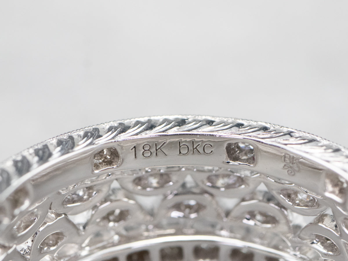 Wide Diamond Filigree Eternity Band