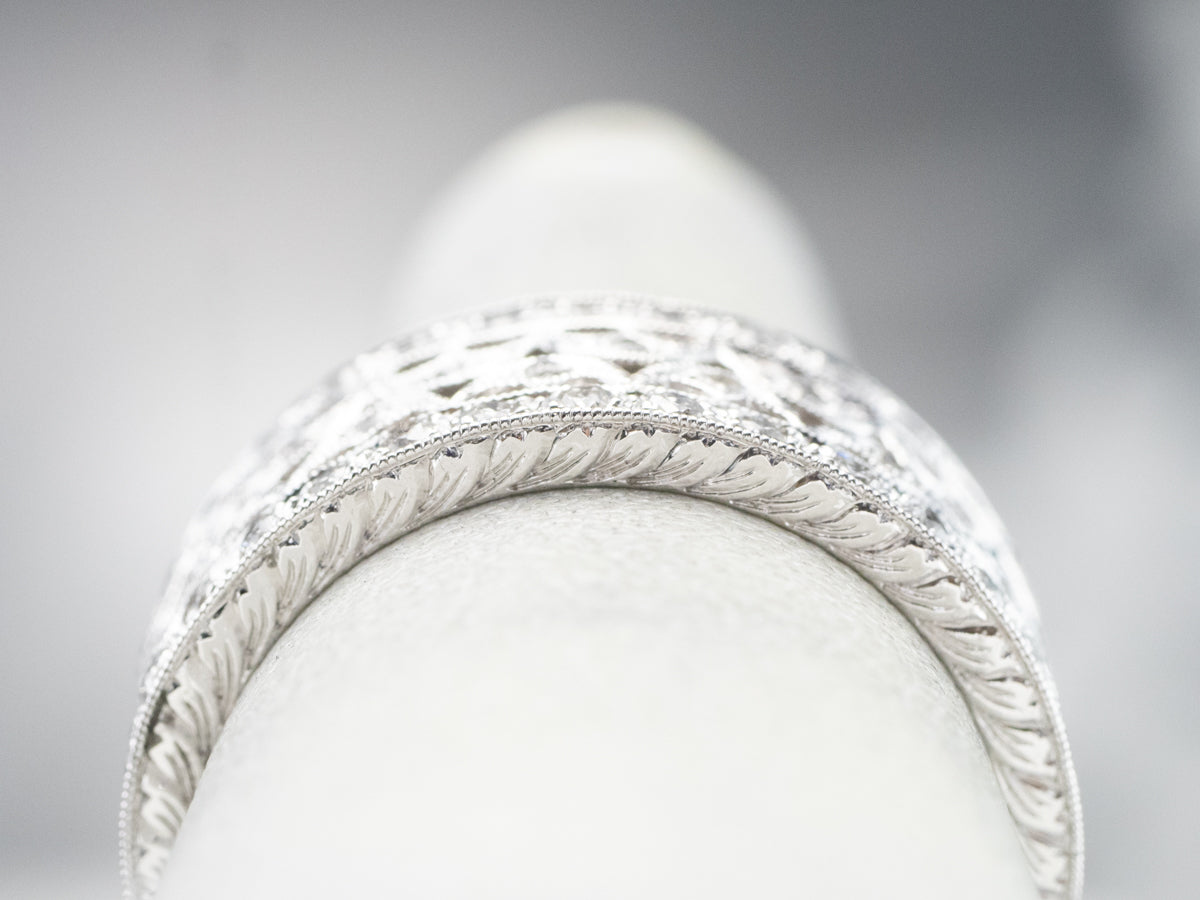 Wide Diamond Filigree Eternity Band
