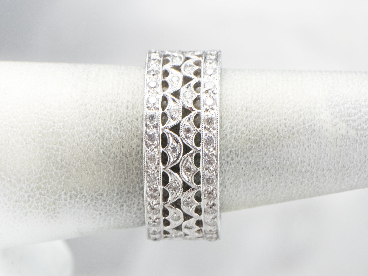 Wide Diamond Filigree Eternity Band