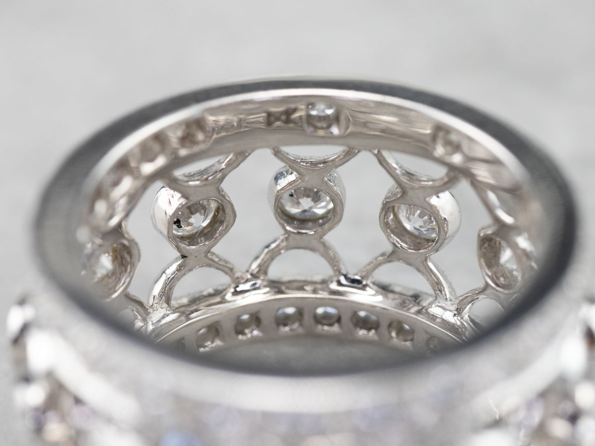 Wide Filigree Diamond Eternity Band