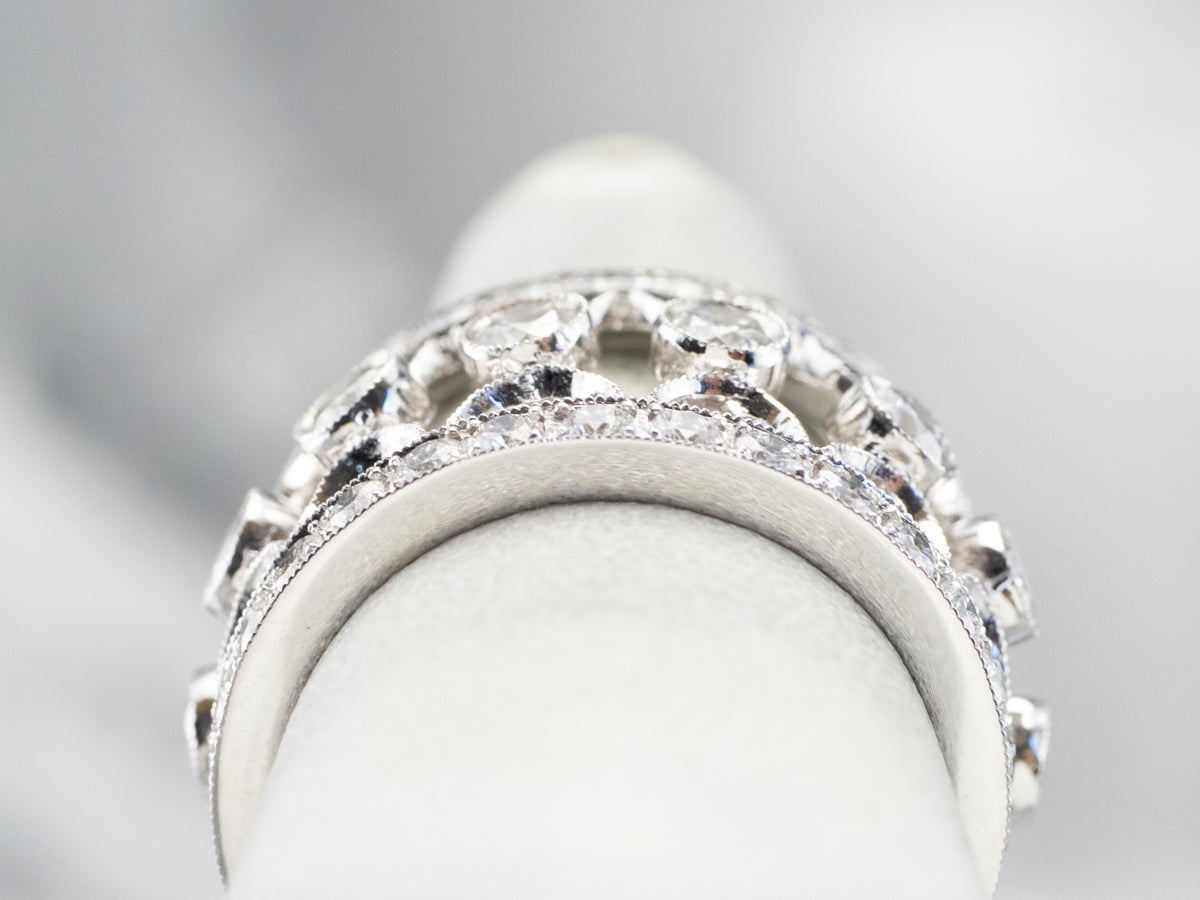Wide Filigree Diamond Eternity Band