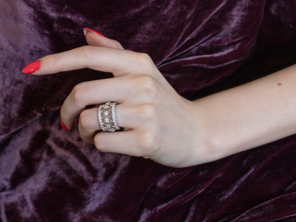 Wide Filigree Diamond Eternity Band