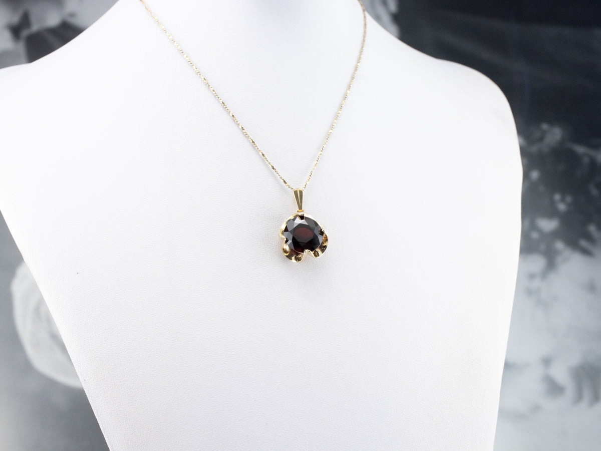 Garnet Buttercup Yellow Gold Pendant