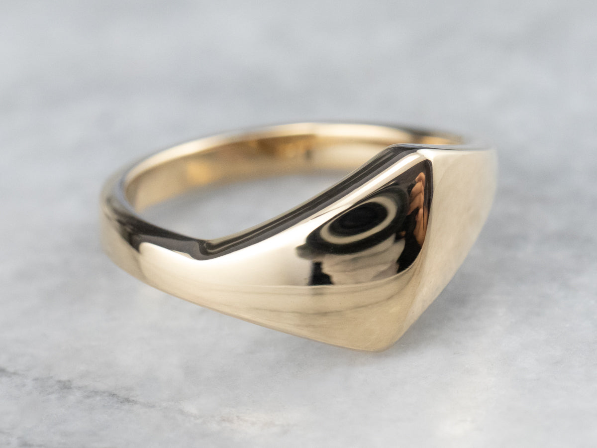 Modernist Tapered 14K Gold Band Ring