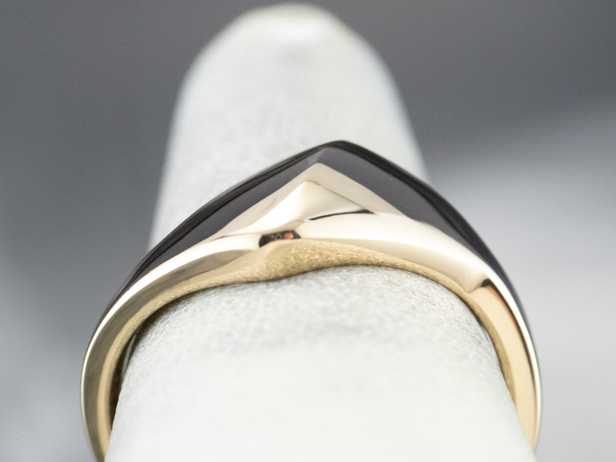 Modernist Tapered 14K Gold Band Ring