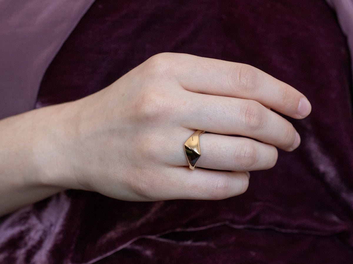 Modernist Tapered 14K Gold Band Ring