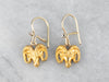 Diamond Aries Ram Gold Drop Earrings