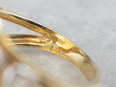 Large Citrine Diamond Gold Cocktail Ring