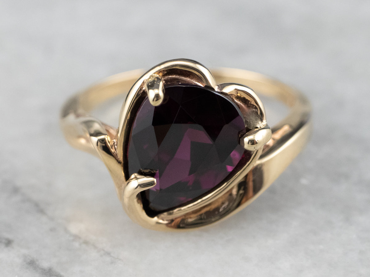 Grape Garnet Asymmetrical Gold Ring