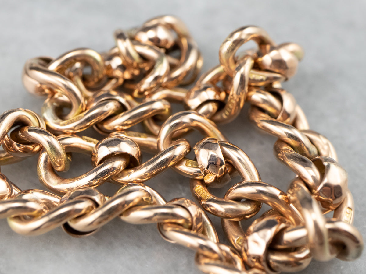 Victorian Rose Gold Heart Lock Chain Bracelet