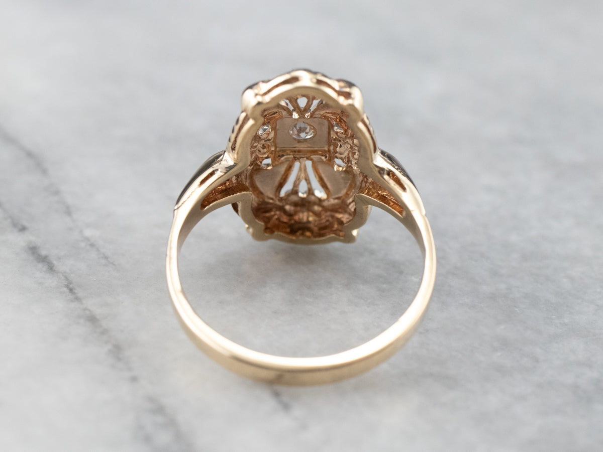 Retro Diamond Two Tone Gold Dinner Ring