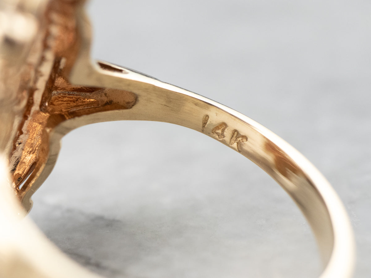 Retro Diamond Two Tone Gold Dinner Ring