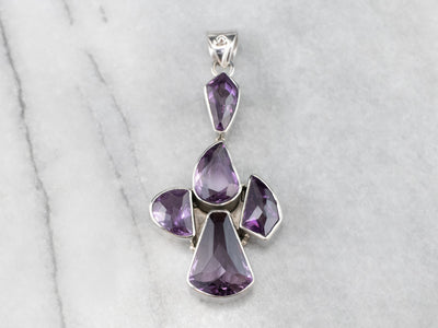 Chunky Amethyst Sterling Silver Statement Pendant
