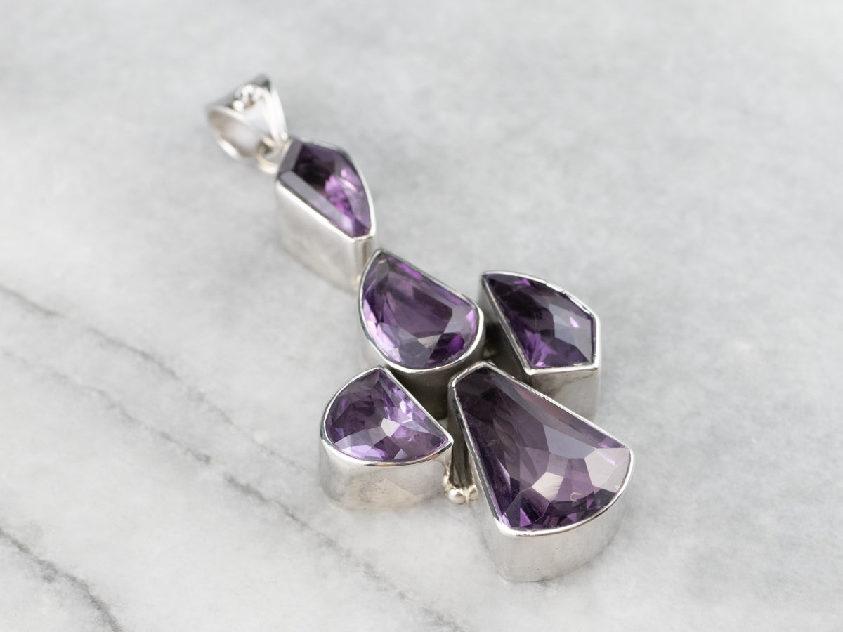 Chunky Amethyst Sterling Silver Statement Pendant