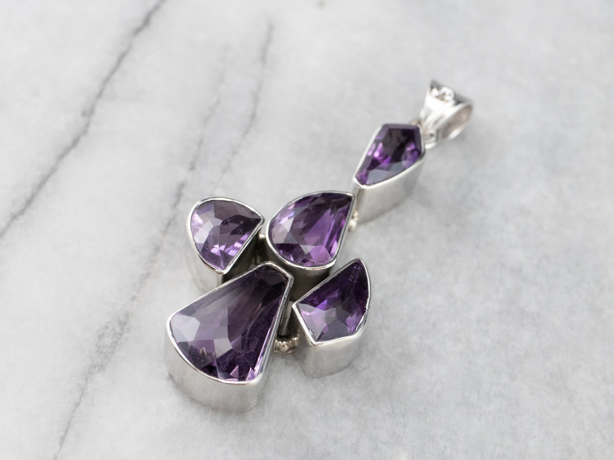 Chunky Amethyst Sterling Silver Statement Pendant