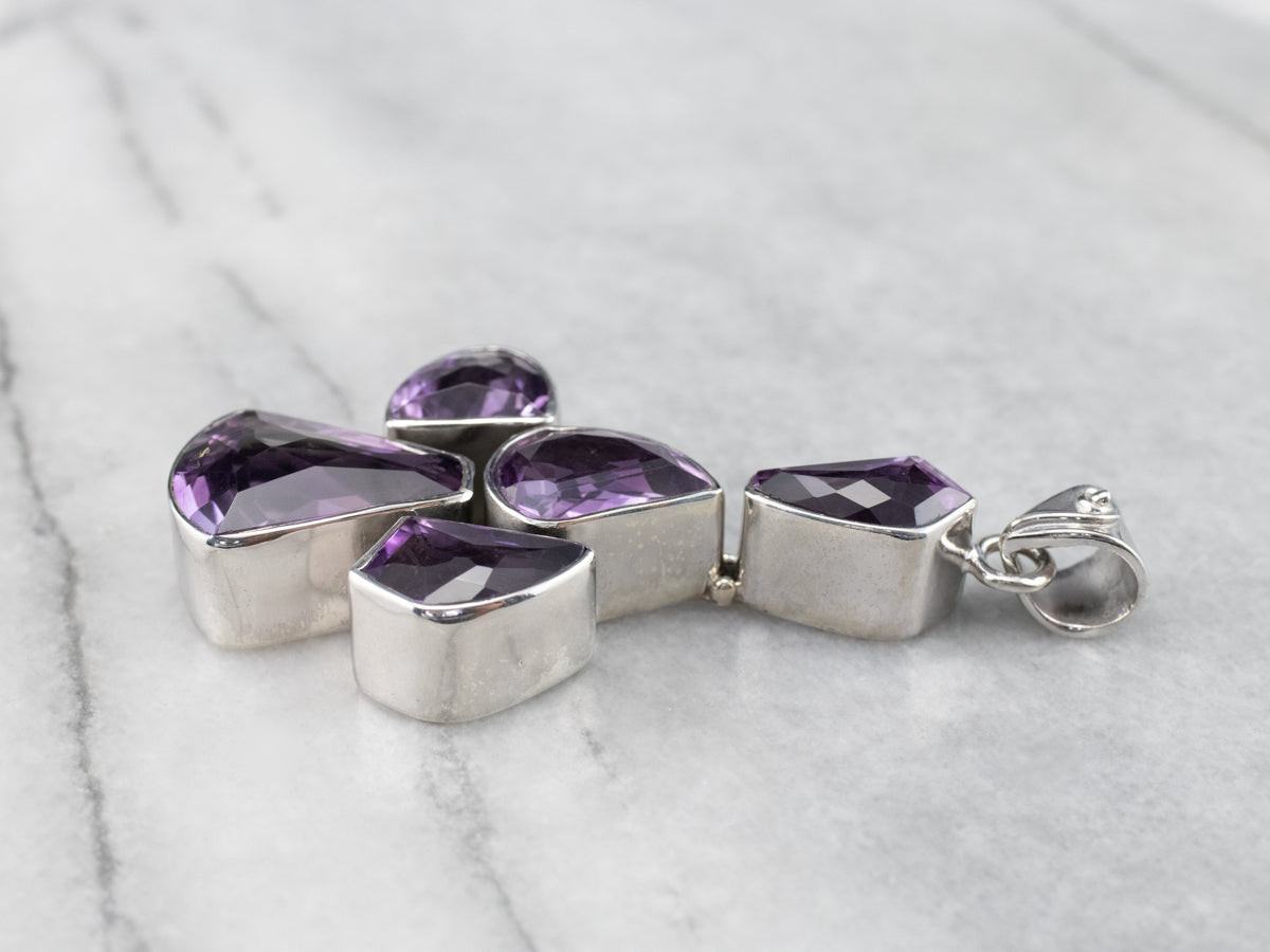 Chunky Amethyst Sterling Silver Statement Pendant
