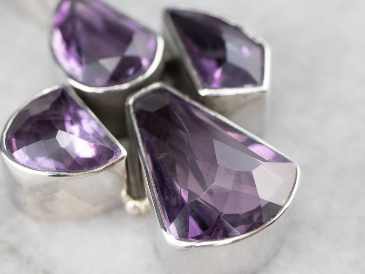 Chunky Amethyst Sterling Silver Statement Pendant