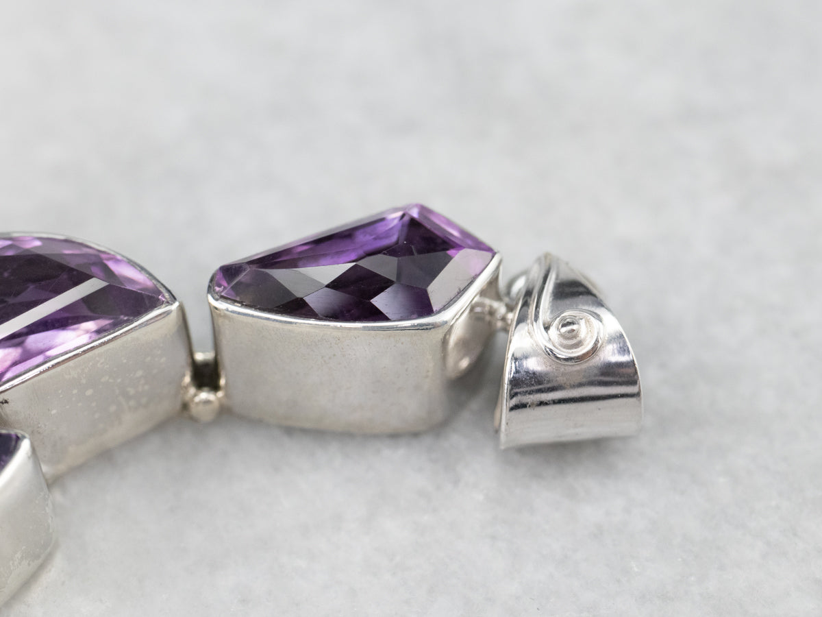 Chunky Amethyst Sterling Silver Statement Pendant