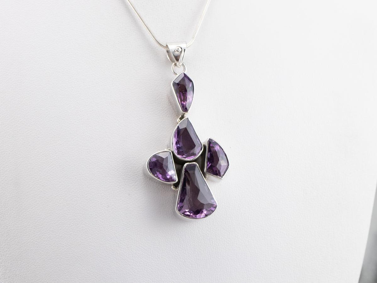Chunky Amethyst Sterling Silver Statement Pendant