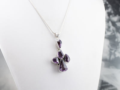Chunky Amethyst Sterling Silver Statement Pendant