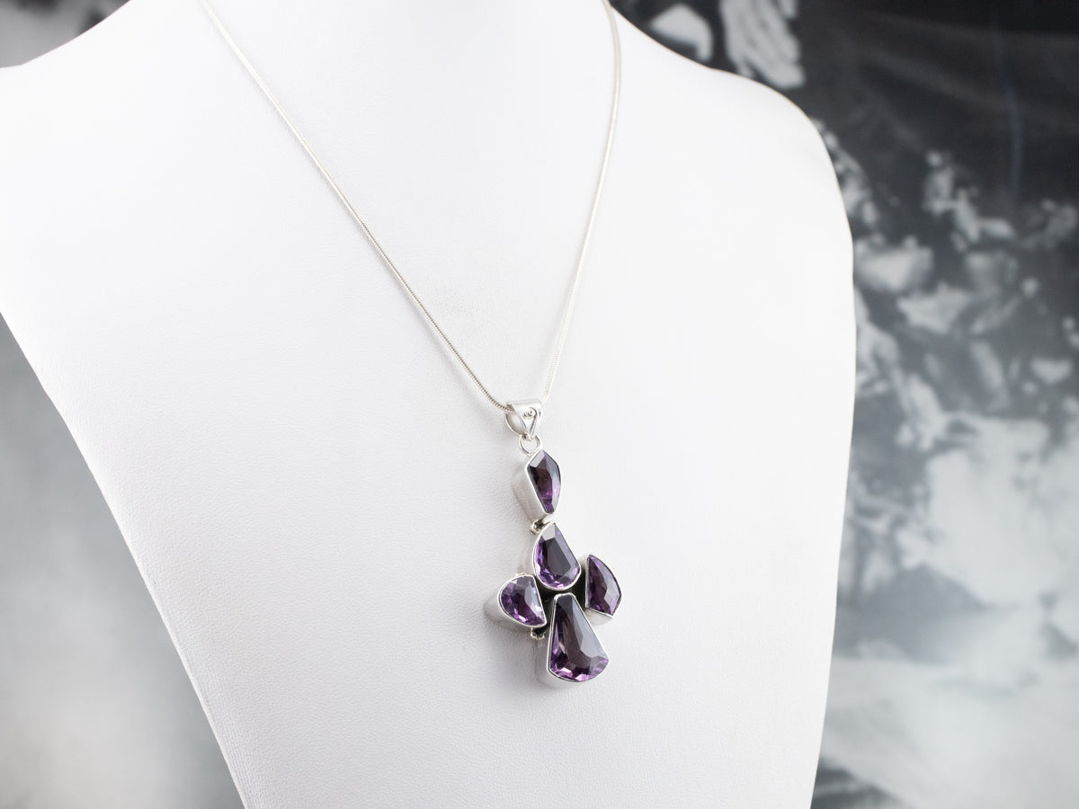 Chunky Amethyst Sterling Silver Statement Pendant