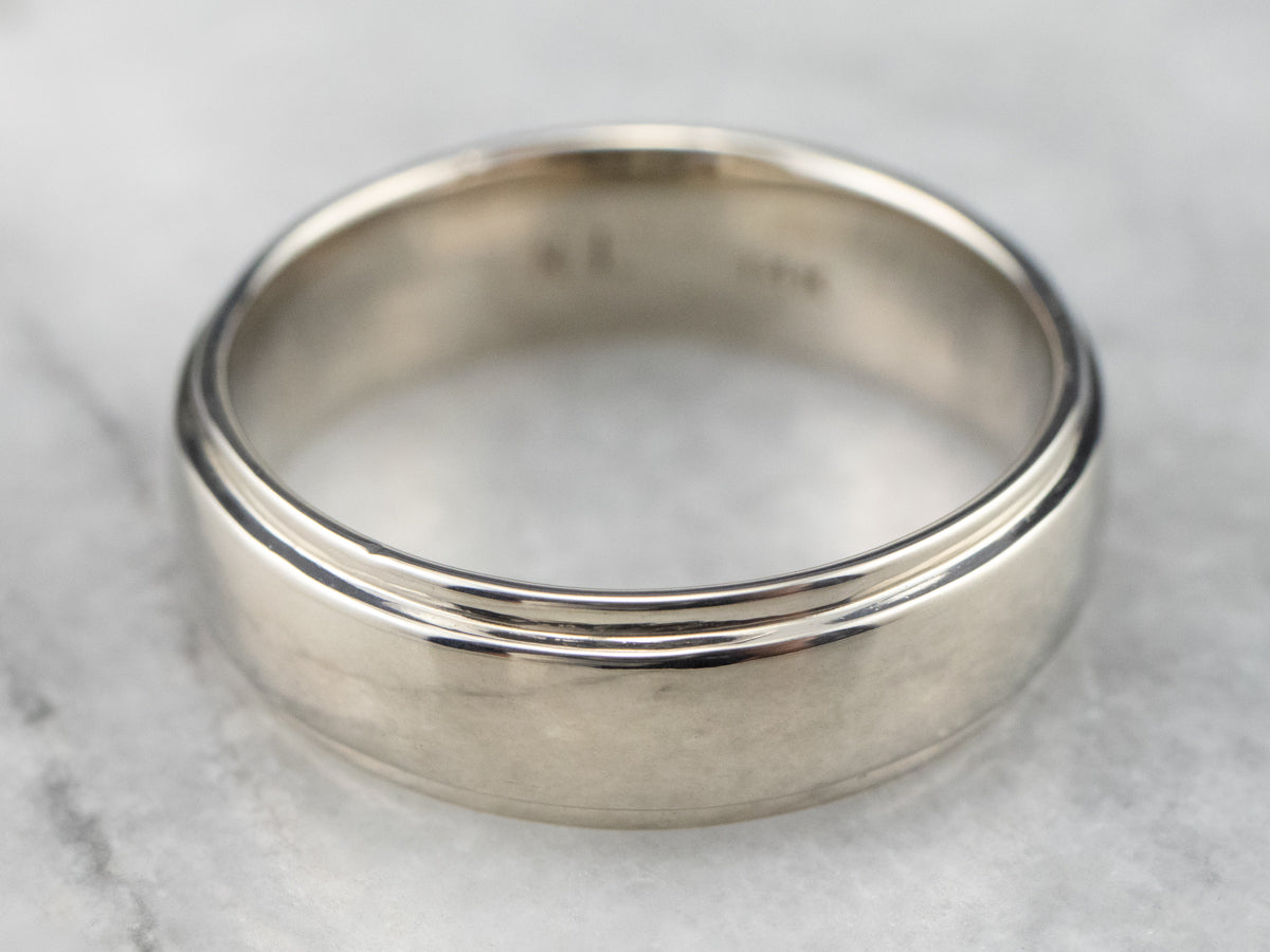 Unisex 14 Karat White Gold Wedding Band