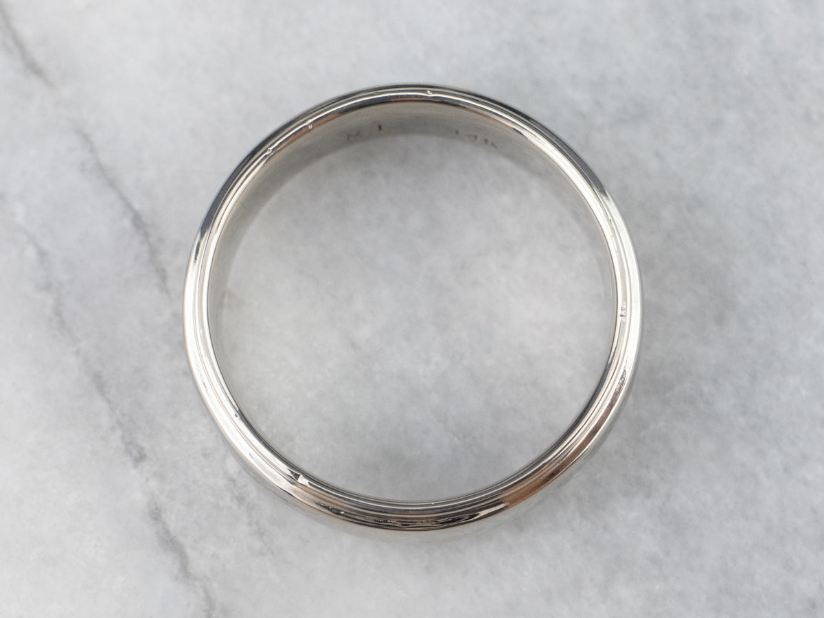 Unisex 14 Karat White Gold Wedding Band