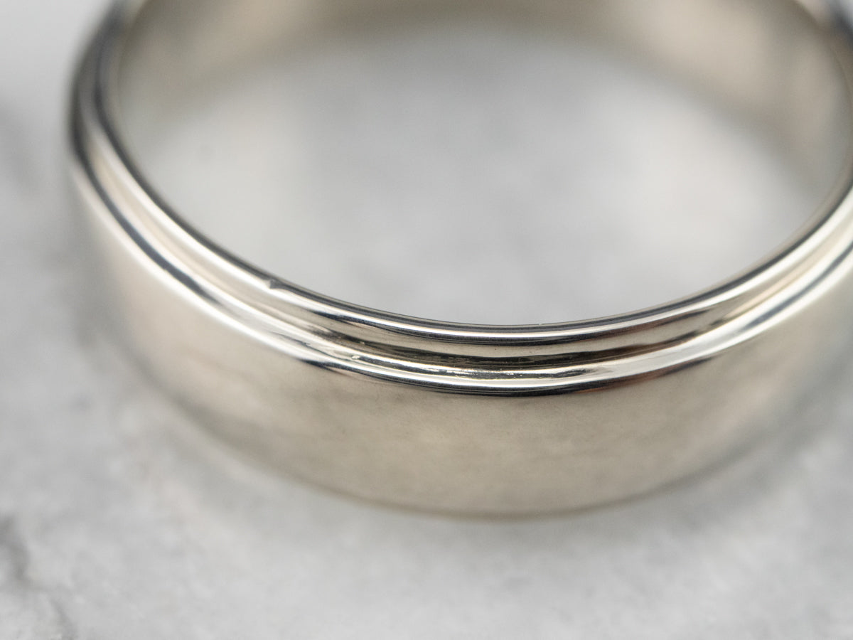 Unisex 14 Karat White Gold Wedding Band