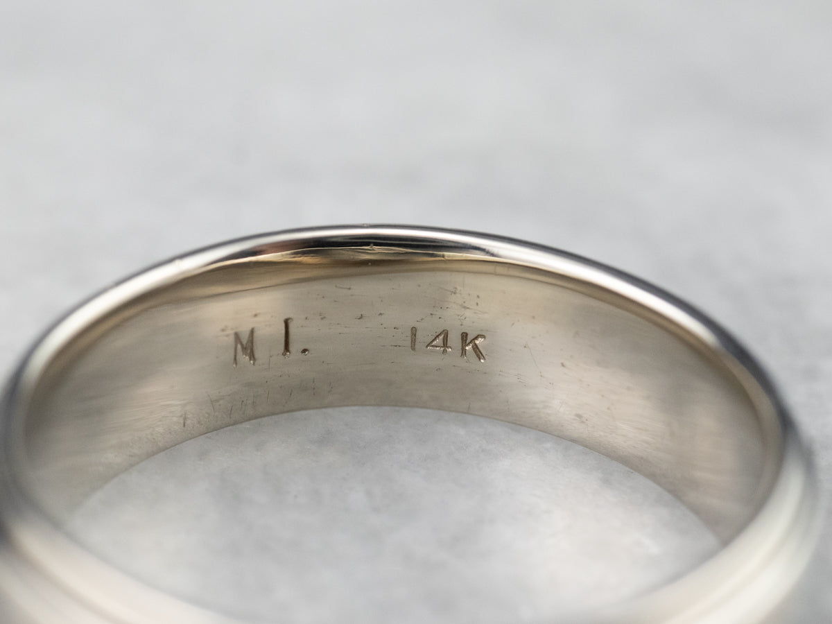 Unisex 14 Karat White Gold Wedding Band