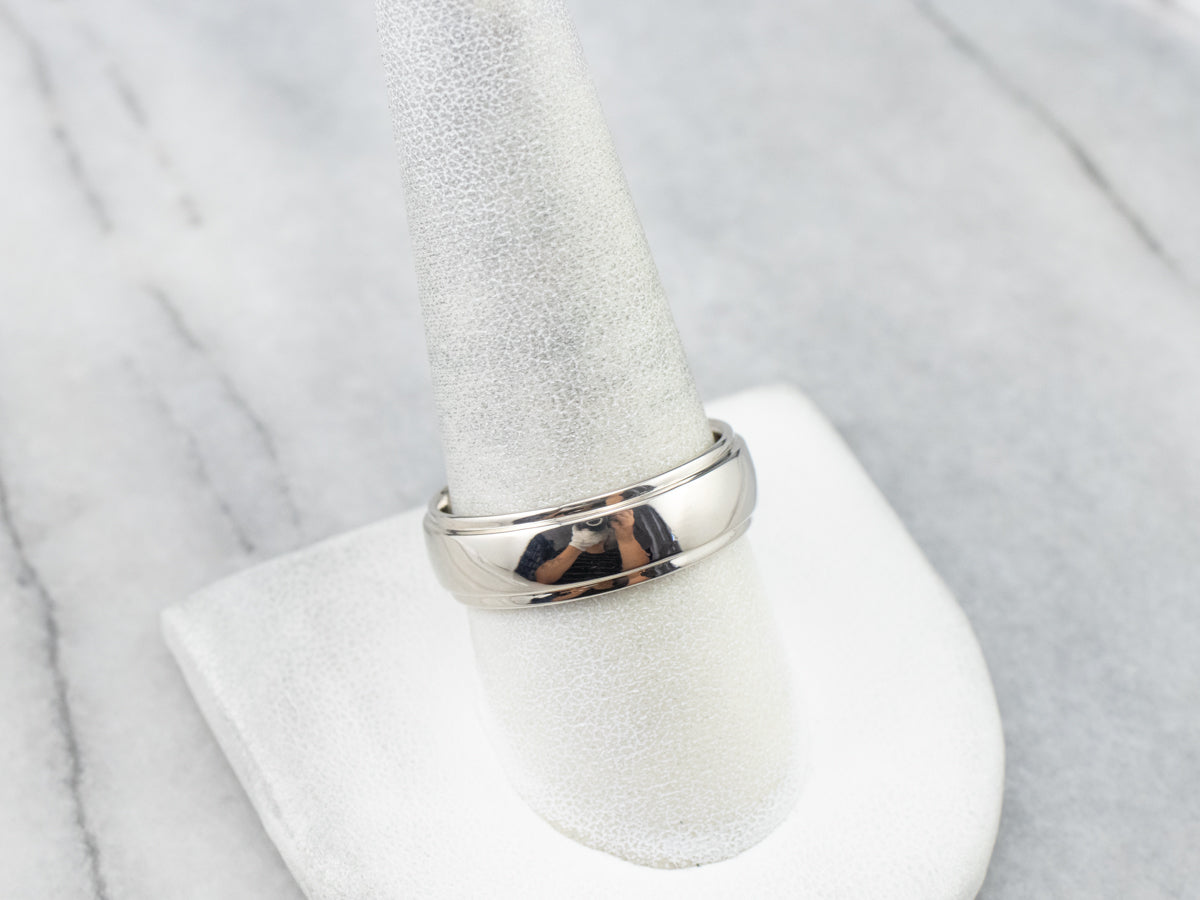 Unisex 14 Karat White Gold Wedding Band