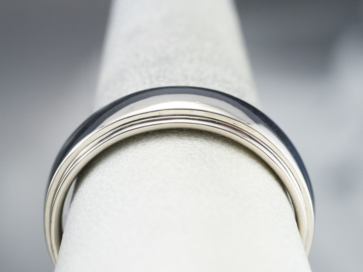 Unisex 14 Karat White Gold Wedding Band