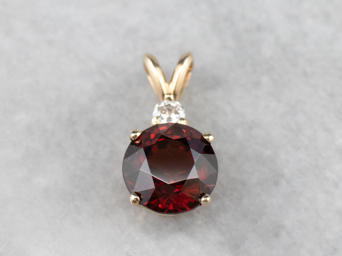 Garnet Diamond Gold Pendant