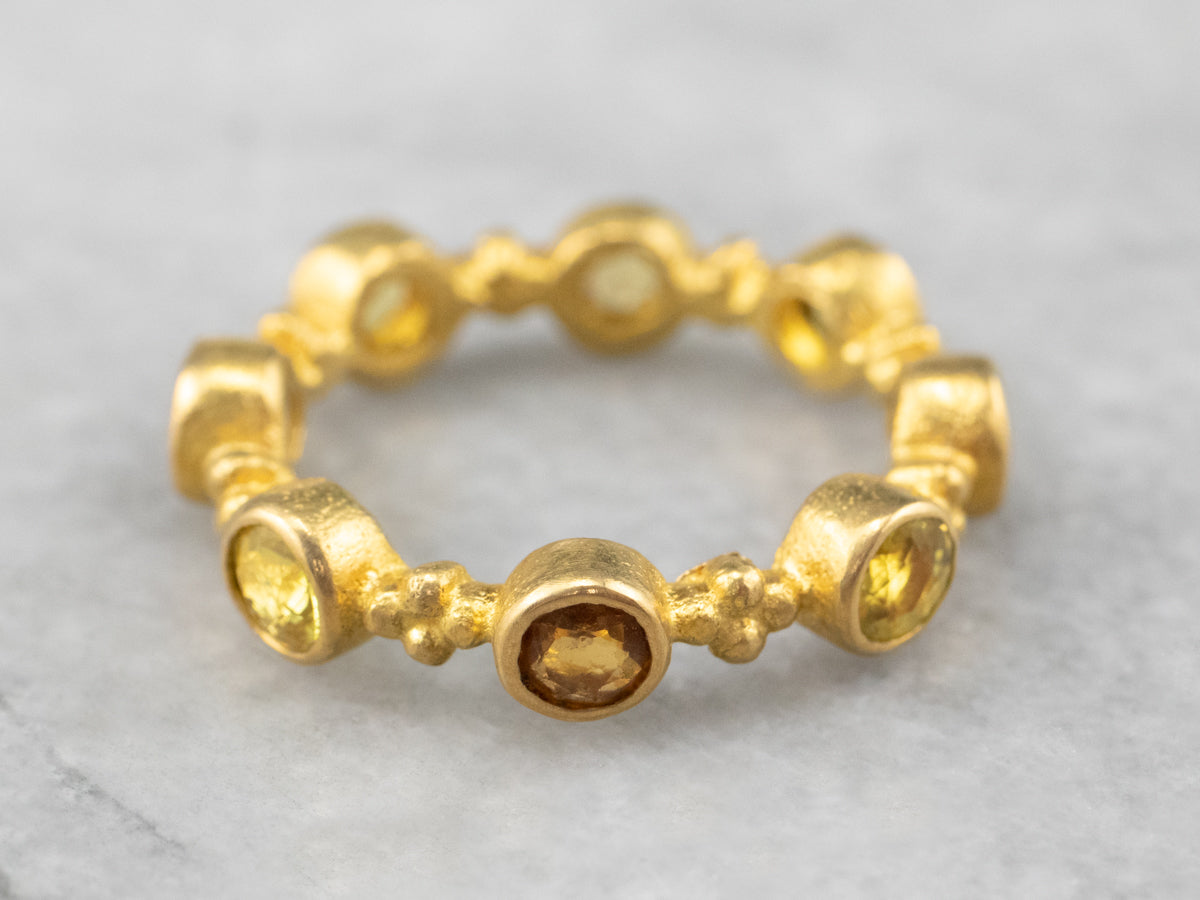 Maija Neimanis Yellow and Orange Sapphire Gold Band
