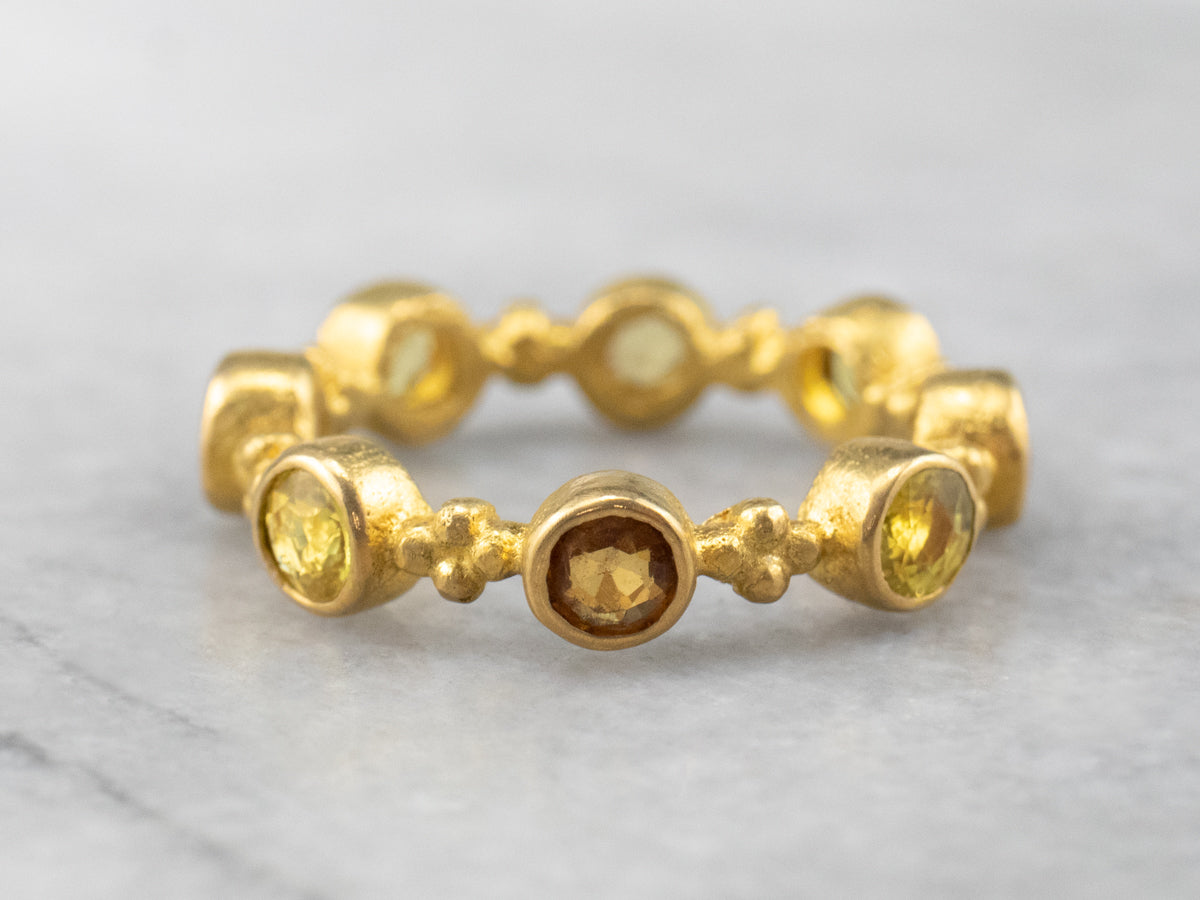 Maija Neimanis Yellow and Orange Sapphire Gold Band
