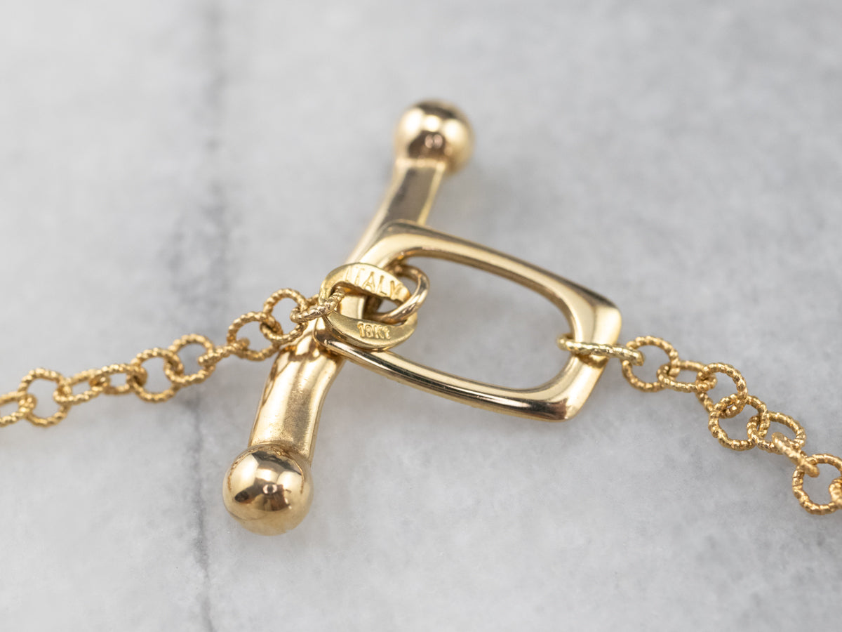 Two Tone Gold Link Necklace with Diamond Clasp