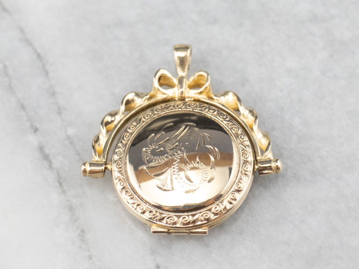 Ornate Spinning Gold Locket Pendant