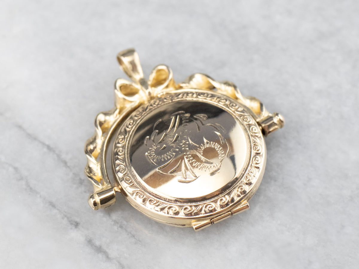 Ornate Spinning Gold Locket Pendant