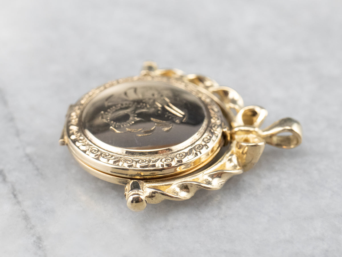 Ornate Spinning Gold Locket Pendant