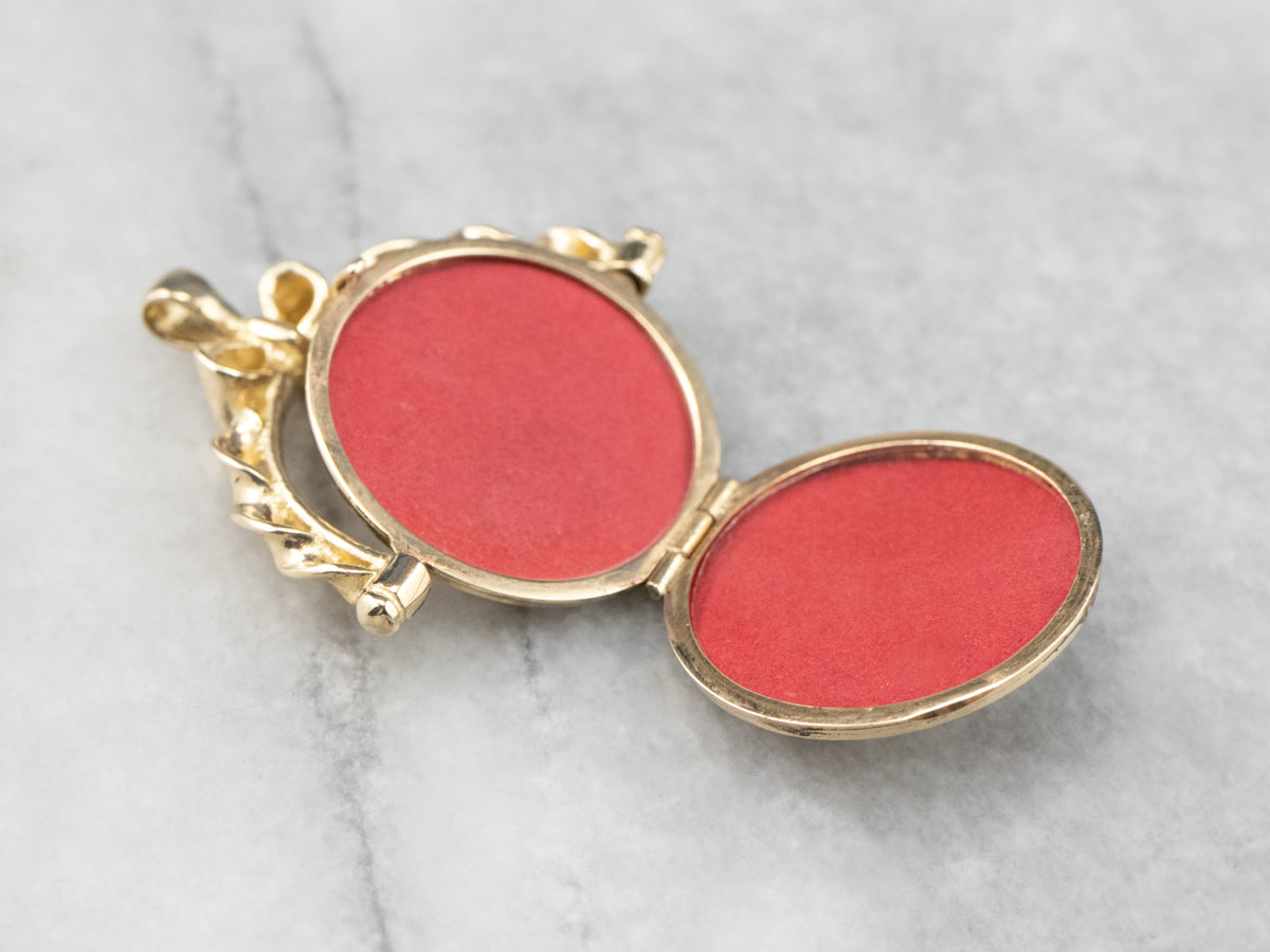 Ornate Spinning Gold Locket Pendant