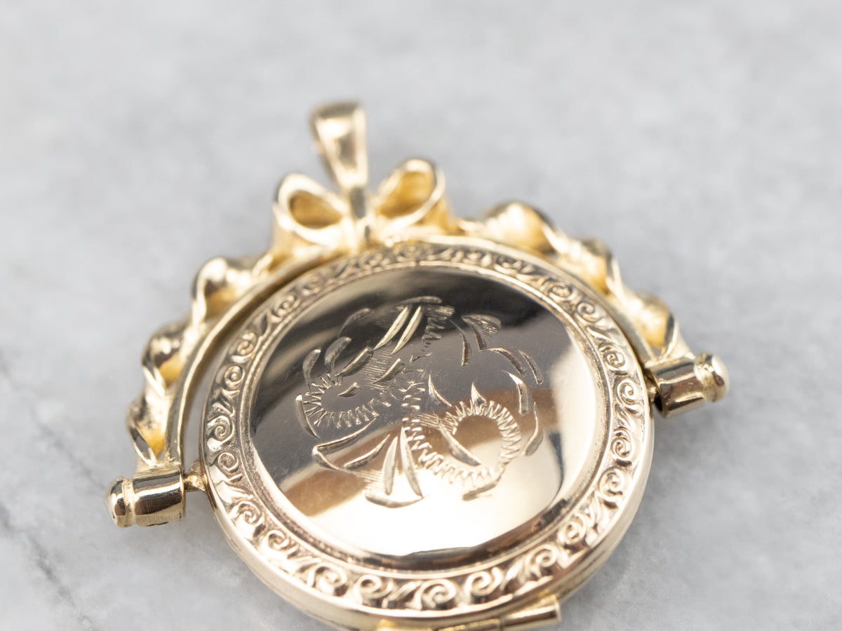 Ornate Spinning Gold Locket Pendant